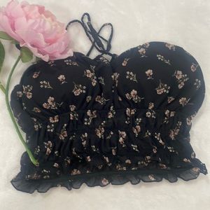 Hollister black, swim top, cropped.